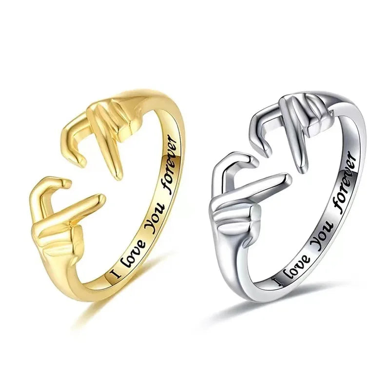 Promise Two Hands Love Heart Couple Ring