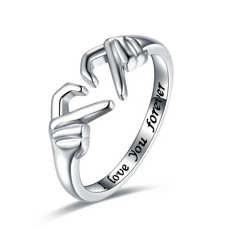 Promise Two Hands Love Heart Couple Ring